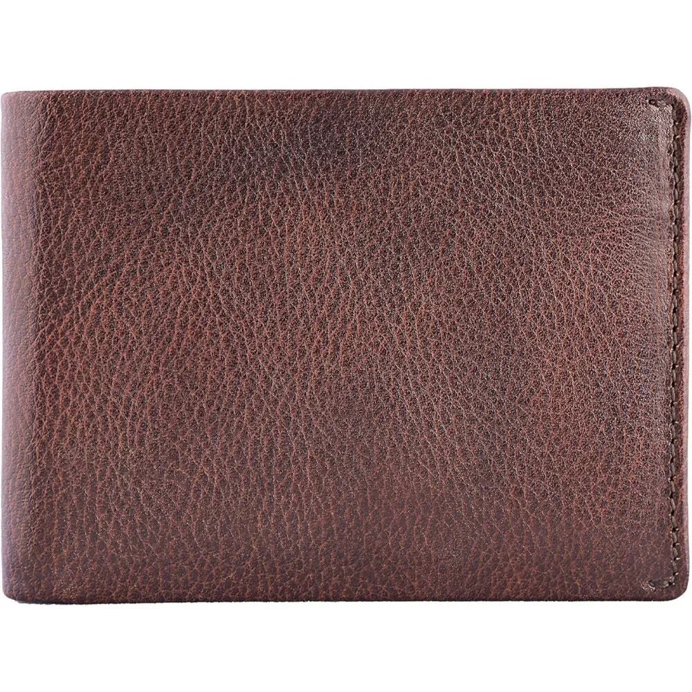 Men's Gemini Brown Travel Leather Bifold Wallet Card Top Slip Flip Pockets